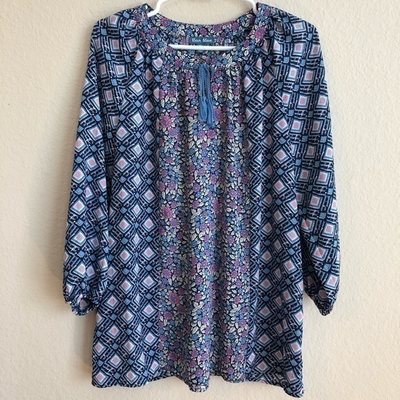 Fleur Bleve Top Floral Print Long Sleeve Blouse - Picture 1 of 5